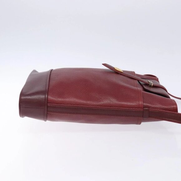 CARTIER Shoulder Bag Leather Bordeaux Gold Auth - Picture 3 of 16
